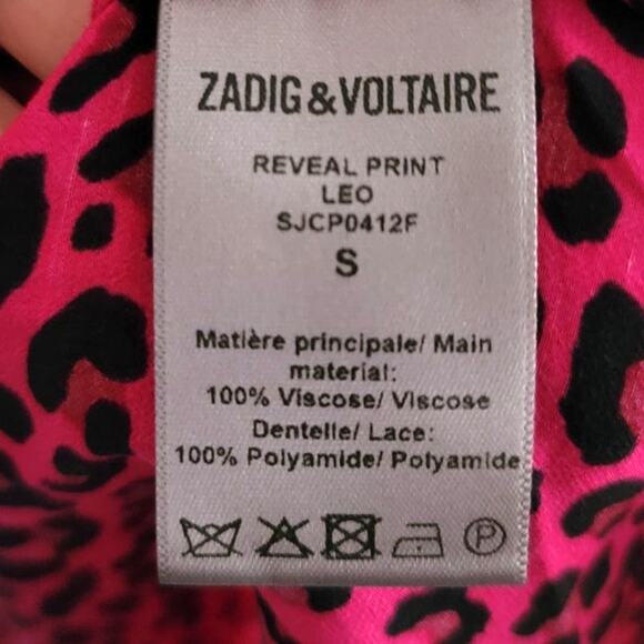 Zadig & Voltaire Reveal Leopard Print Faux Wrap Dress Pink Small NEW - Picture 7 of 13
